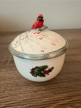 Bits & Pieces Ceramic Cardinal Christmas Holiday Trinket Box - Gently Used